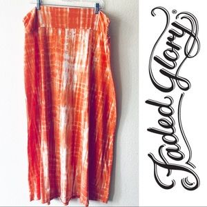 Faded glory tie dye orange/white maxi skirt 16/18